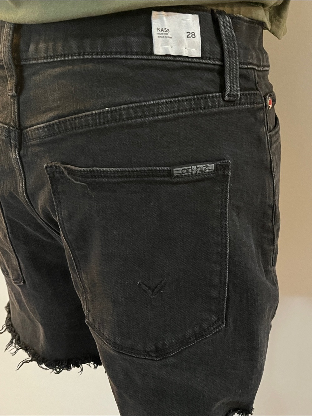 Hudson Kass Black Denim Shorts, size 28, cut offs